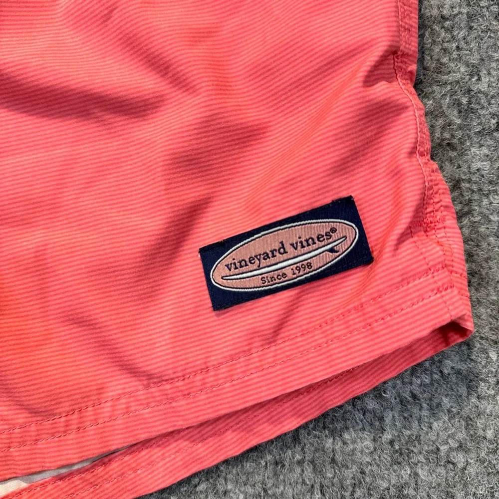Vineyard Vines Swim Trunks Mens Large Coral Pink Striped Beach Preppy